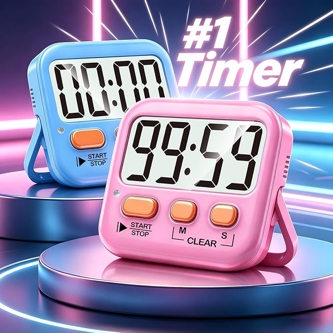 Antonki 2 Pack Digital Timer for Kids, Magnetic Countdown Kitchen Timers for - Image 2