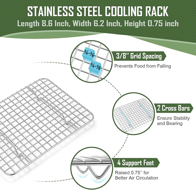 9 Inch Baking Sheet Pan with Cooling Rack Set, Joyfair Stainless Steel Toaster - Image 3