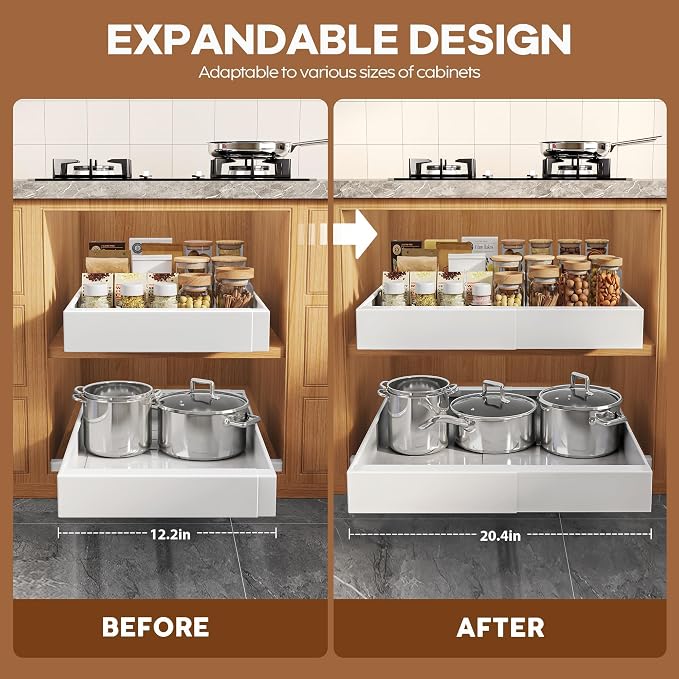 Seinloes 1 Pack Expandable Pull Out Cabinet Organizer 21" Deep - Image 3