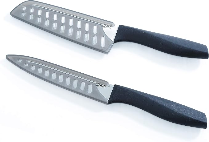 Glad Knife Set with Cutting Board, 5 Pieces | Sharp Santoku and Utility Knives - Image 4