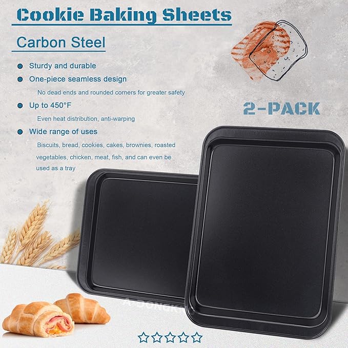 Small Cookie Sheets, Baking Pans, Nonstick Carbon Steel Baking Sheets, 9.5 X - Image 4