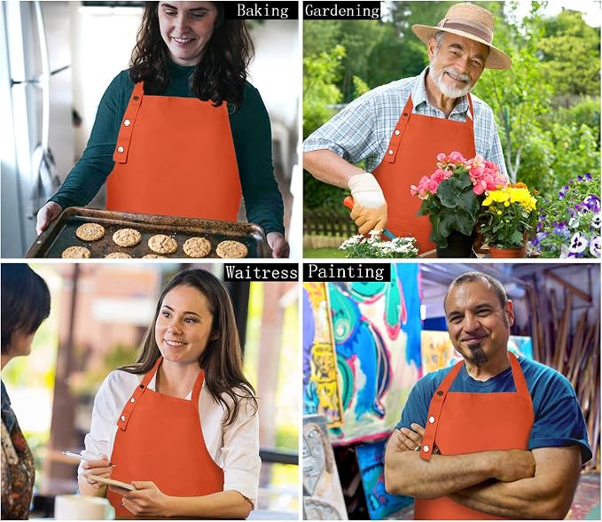 Yuubin Extra Large Aprons for Men Adjustable Button Apron - Image 5
