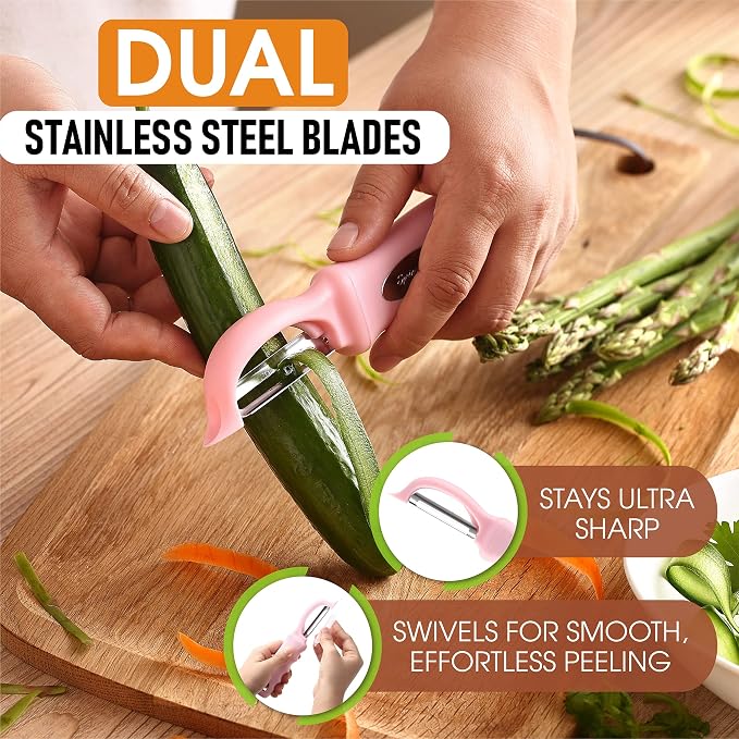 Spring Chef Premium Swivel Vegetable Peeler, Soft Grip Handle and Ultra Sharp - Image 2