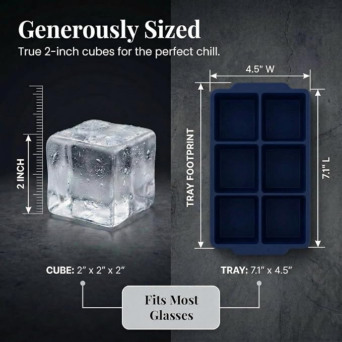 KitchFort Large Silicone Ice Cube Tray, Easy Release 2" Big Ice Cubes - Image 8