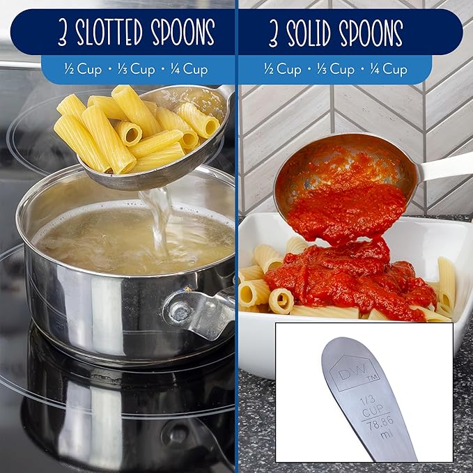 Darware Portion Control Serving Spoons Set – Stainless Steel 1/4, 1/2 Cup Sizes - Image 4