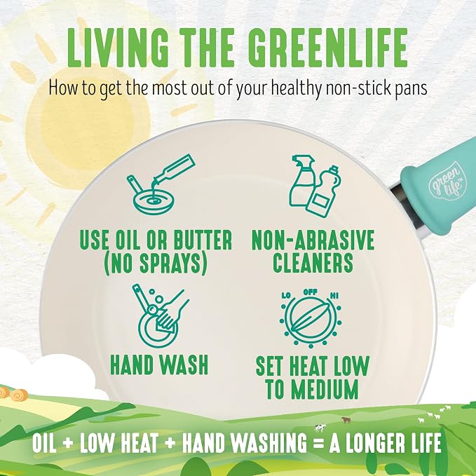 GreenLife Non Stick Fry Pan Set 7" & 10", Non-Toxic PFAS-Free Ceramic Skillet - Image 12