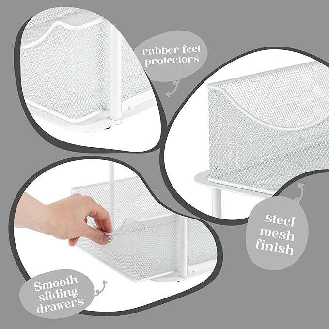 Sorbus 2 Tier Under Sink Bathroom Organizers and Storage, Strong Steel Mesh - Image 5