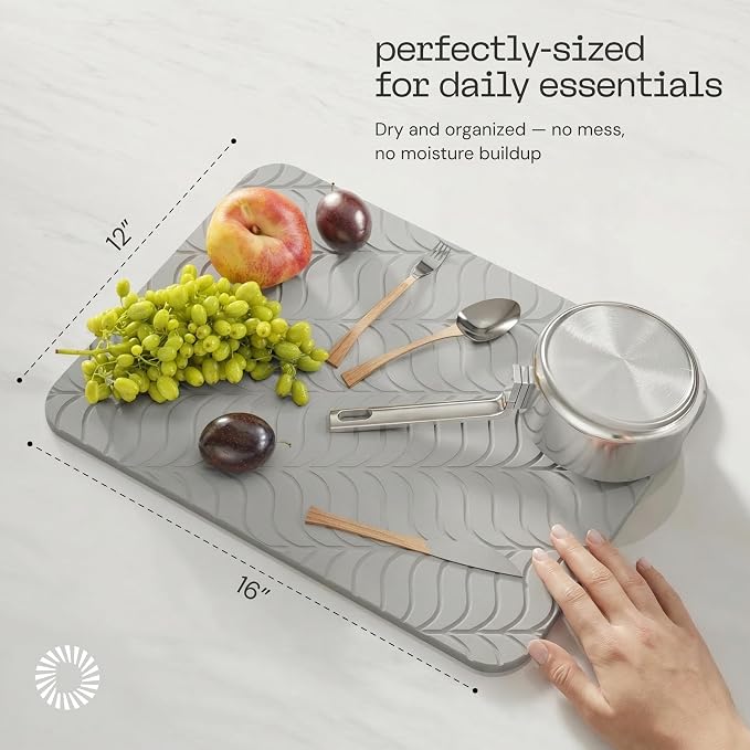 Deepstone Diatomite Stone Dish Drying Mat – Fast-Drying Natural Diatomaceous - Image 2