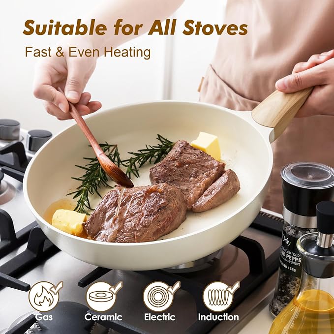 SENSARTE Ceramic Nonstick Frying Pan Skillet 9.5Inch Non Stick Omelette Pans - Image 3