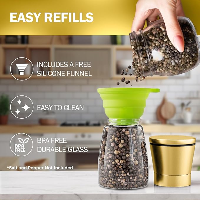 Home EC Original Gold Salt and Pepper Grinder Set of 2 - Image 4