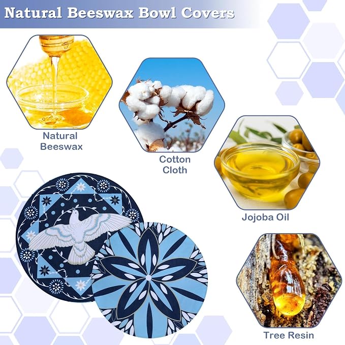 2 Large Reusable Beeswax Bowl Covers - Image 2