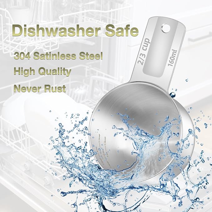 1PCS 2/3Cup Single Measuring Cup, Etched Inner Scale Stainless Steel Measure - Image 6