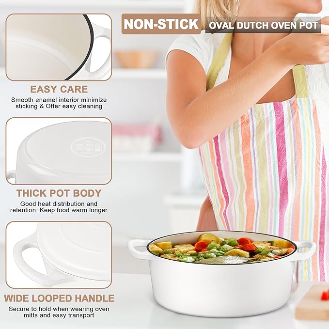 E-far 5QT Oval Dutch Oven Pot - Image 3