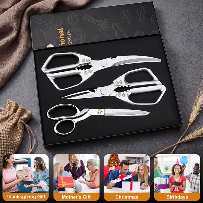 3PCS Heavy Duty Kitchen Scissors Set All Purpose - Image 2