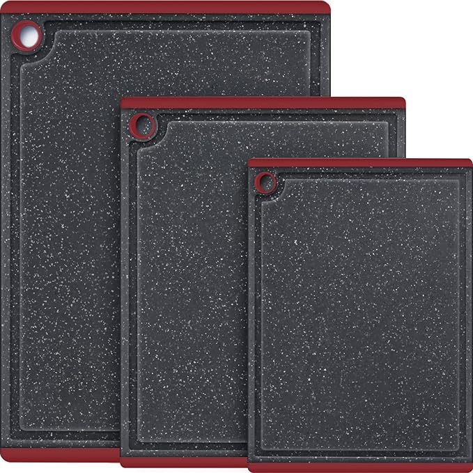 Kikcoin Plastic Cutting Boards for Kitchen, 3-Piece Large Cutting Board Set by Kikcoin