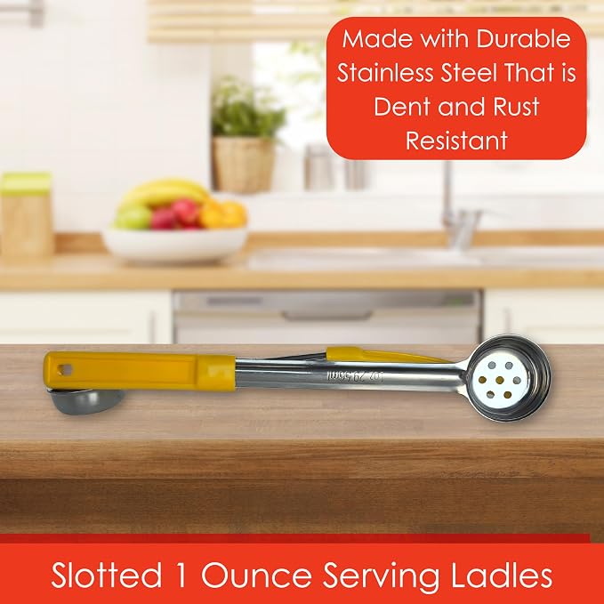 1 Ounce Slotted Stainless Steel Portion Control Ladle Spoon - Image 3