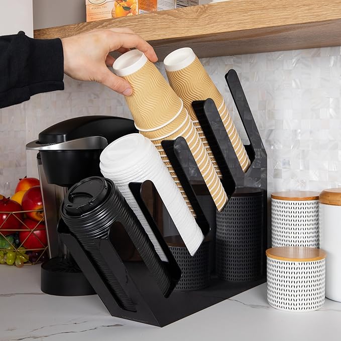 Mind Reader Cup and Lid Dispenser, Countertop Org, Coffee Bar, Beverage Cup - Image 6