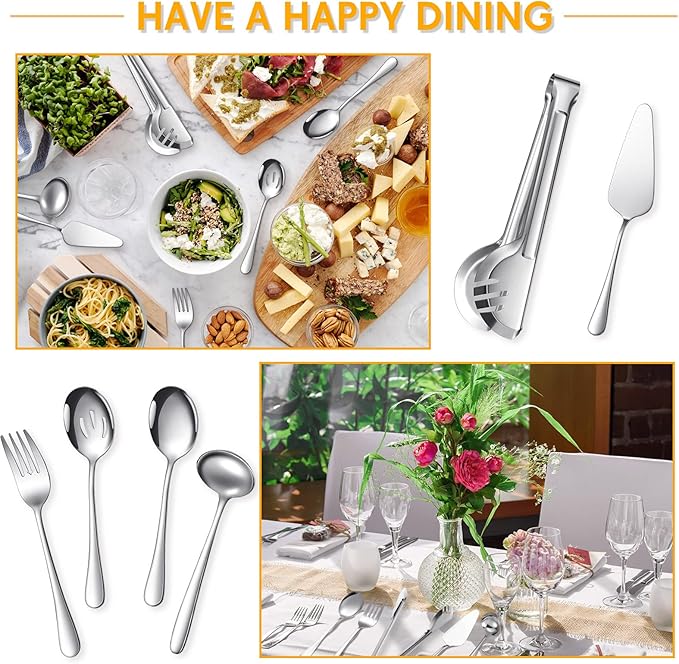 Patelai Serving Utensils Set Include Stainless Steel Large Spoons Slotted - Image 5