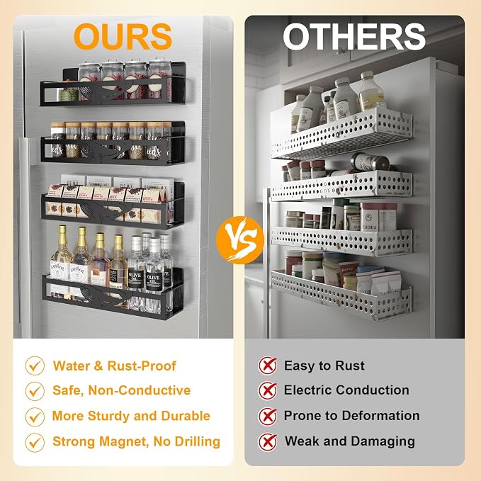 Magnetic Spice Rack for Refrigerator, Magnetic Shelf for Fridge Space Saving - Image 6
