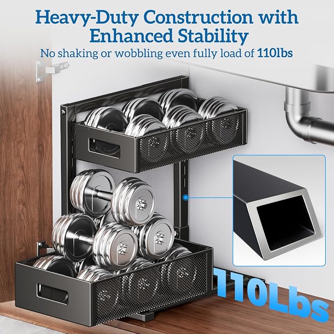Under Sink Organizer for Bathroom & Kitchen, Under Cabinet Storage Shelf - Image 4