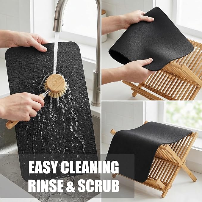 2PCS Customizable Small Dish Drying Mat: 18"L x 9"W Trimmable Quick Dry Pad - Image 6