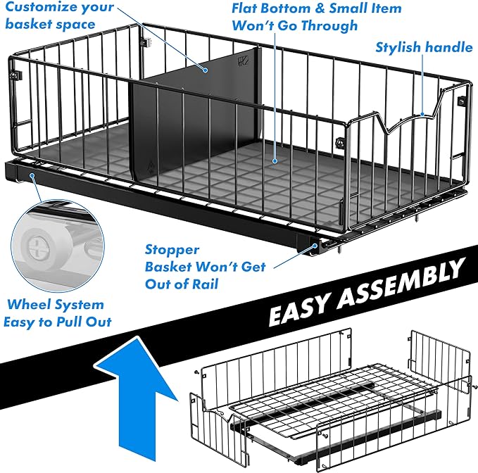 Simple Houseware Pull-Out Cabinet Sliding Basket Organizer, 17.2" D x 9.7" W x - Image 6