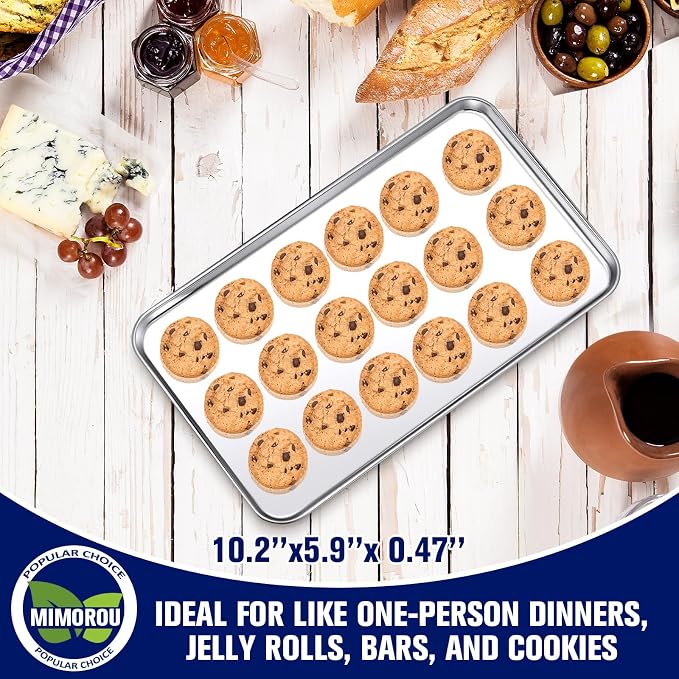 Mimorou 12 Pcs Baking Sheet Stainless Steel Cookie Small Metal Sheet Pans - Image 4