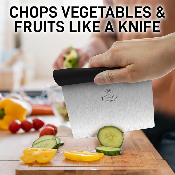 Zulay Premium Multi-purpose Stainless Steel Bench Scraper & Chopper, Quick & - Image 4