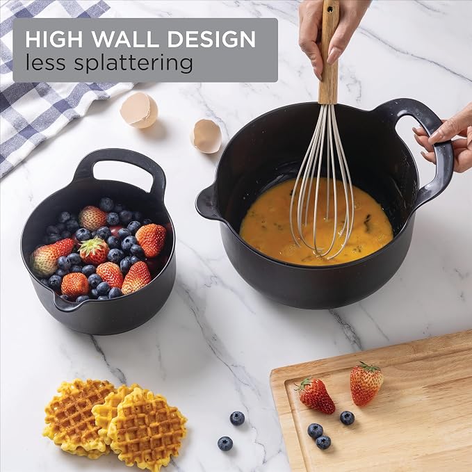 COOK WITH COLOR Nesting Plastic Mixing Bowl Set with Pour Spouts and Handles - Image 6