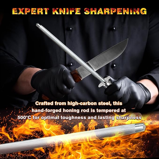 Knife Sharpener Rod, Kitchen Knives Sharpener Carbon Steel Professional Knife - Image 4