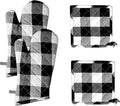 Native Fab Buffalo Plaid Check Oven Mitts and Pot Holders Set of 4, 100% Cotton by NativeFab