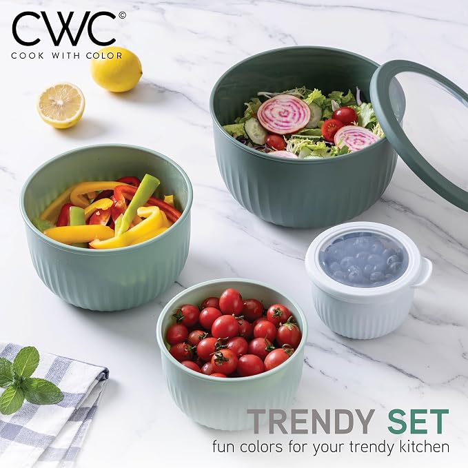 COOK WITH COLOR Prep Bowls with Lids- Wide and Deep Nesting Plastic Small - Image 3