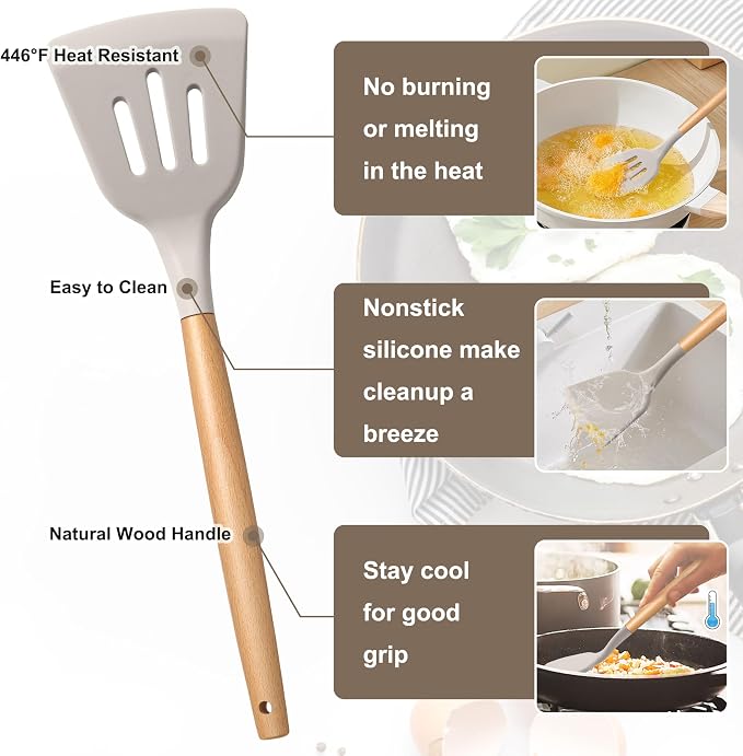 E-far Silicone Cooking Utensils Set, 5-Piece Kitchen Utensils Set - Image 3