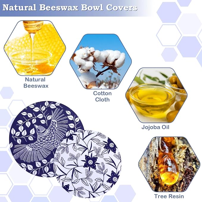 2 Large Reusable Beeswax Bowl Covers - Image 2