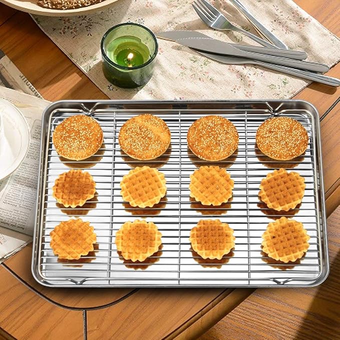 Wildone Baking Sheet & Rack Set, Stainless Steel Cookie Pan - Image 7