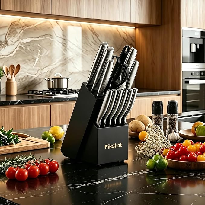 FIKSHOT Kitchen Knife Set, German Stainless Steel kitchen knives – Includes - Image 4