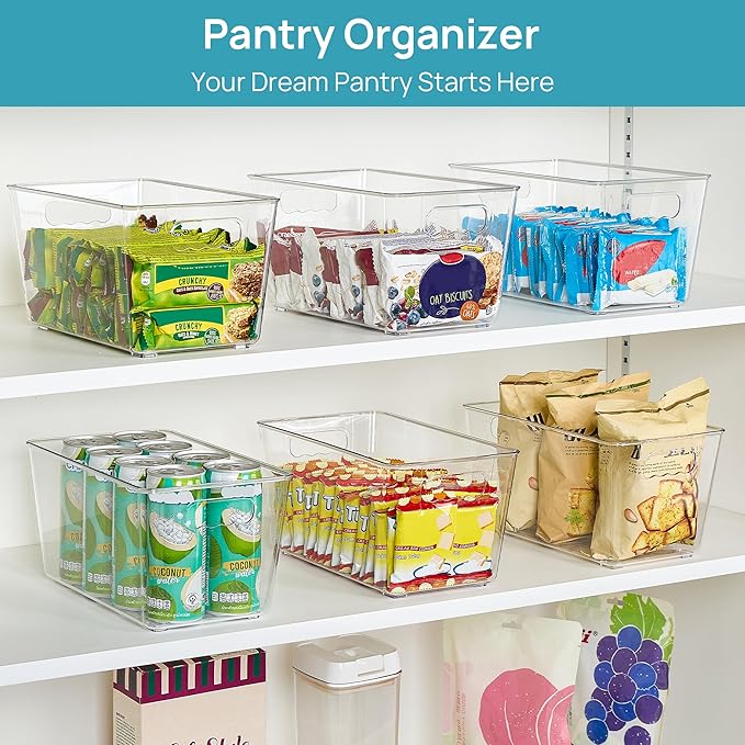 Vtopmart 6 Pack Clear Storage Bins, Pantry Cabinet Organizer Bins - Image 4