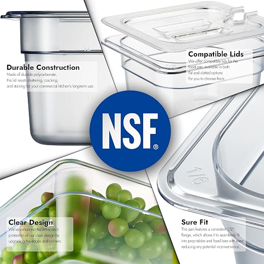 CURTA 6-Pack 1/6 Size 6" Deep NSF Polycarbonate Food Pans | Dishwasher & - Image 7