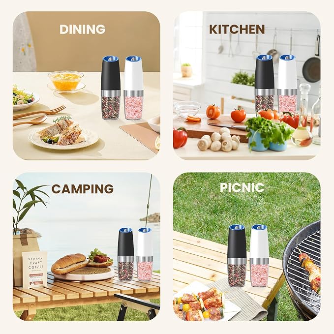 Gravity Electric Salt And Pepper Grinder Set, Automatic Salt And Pepper Grinder - Image 7