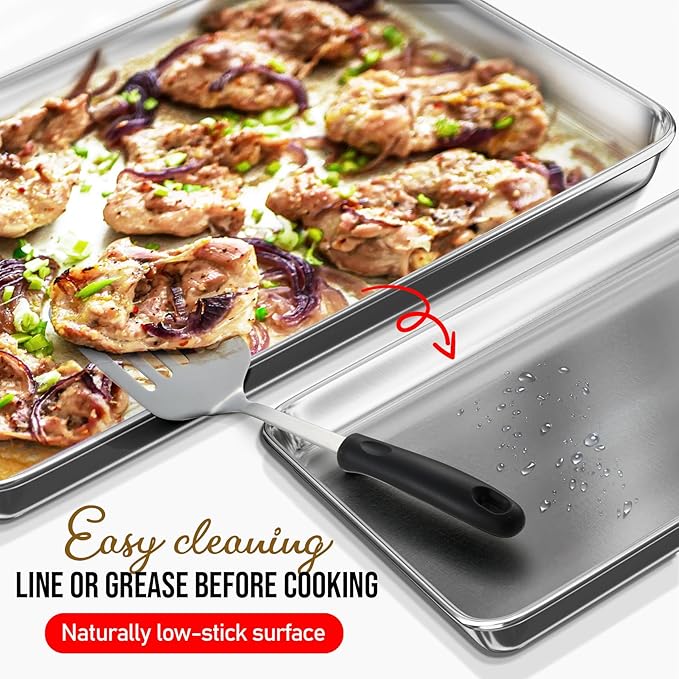 Eatex Aluminum Baking Sheet Set, 4 Pack Cookie Sheet Set, 9x13 Baking Pan Set - Image 4