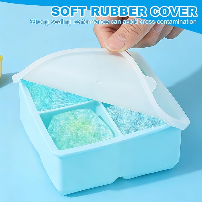 Large Silicone Ice Cube Tray 2Pack, Easy Release 2" Big Ice Cubes, Leak Proof - Image 5