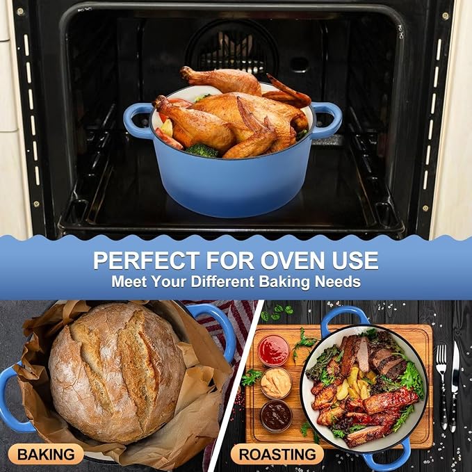 P&P CHEF 6QT Enameled Dutch Oven, Cast Iron Dutch Oven Pot - Image 7