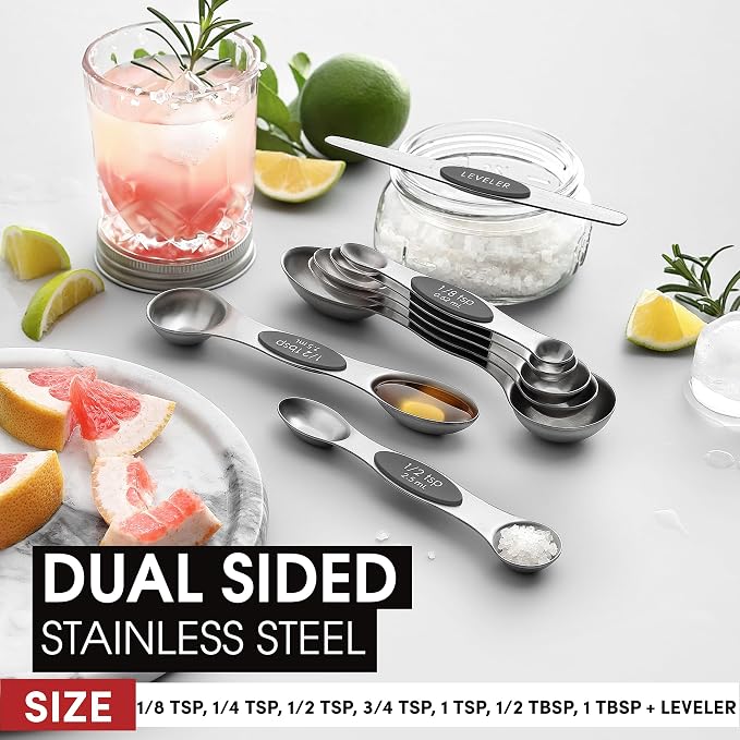 Spring Chef Stainless Steel Magnetic Measuring Spoons Set of 8 - Image 3