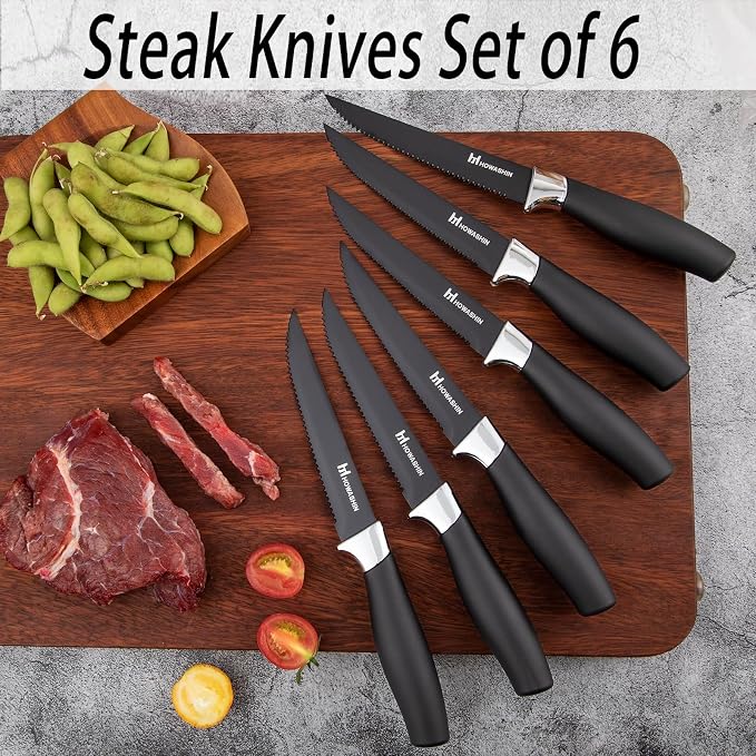 Black Knife Set, Howashin 15 Pieces Knife Sets - Image 3