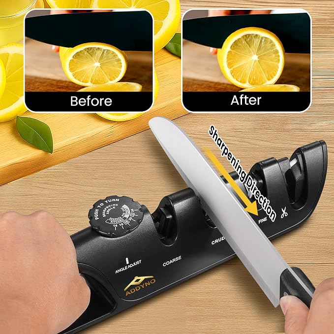 4-in-1 Knife Sharpener with Angle Guide, Adjustable Edge, 3-Stage - Image 4