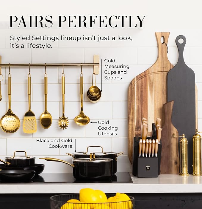 Black and Gold Knife Set for Kitchen - Image 6