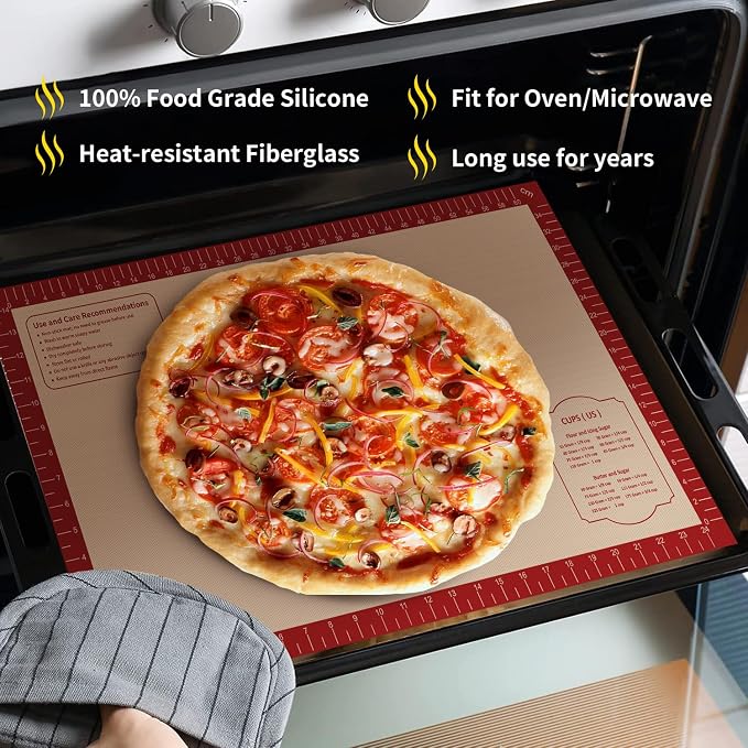 Silicone Baking Mat, Reusable Silicone Dough Mat, Non-Stick Pastry Mat - Image 2