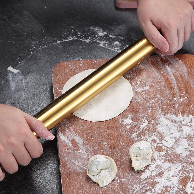 Berglander Gold Rolling Pin, 16.7 Inches Stainless Steel Matte Finish - Image 8