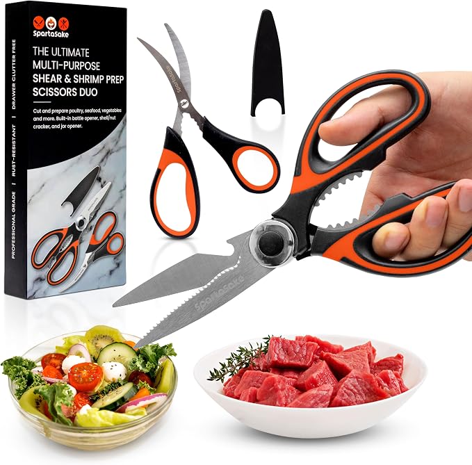 SpartaSake 2-Pack Premium Stainless Steel All Purpose Kitchen Shears - Image 2