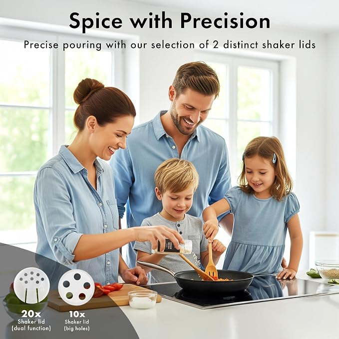 EDELHAUS Glass Spice Jars with Label and Black Lids Spice Containers with 240 - Image 4